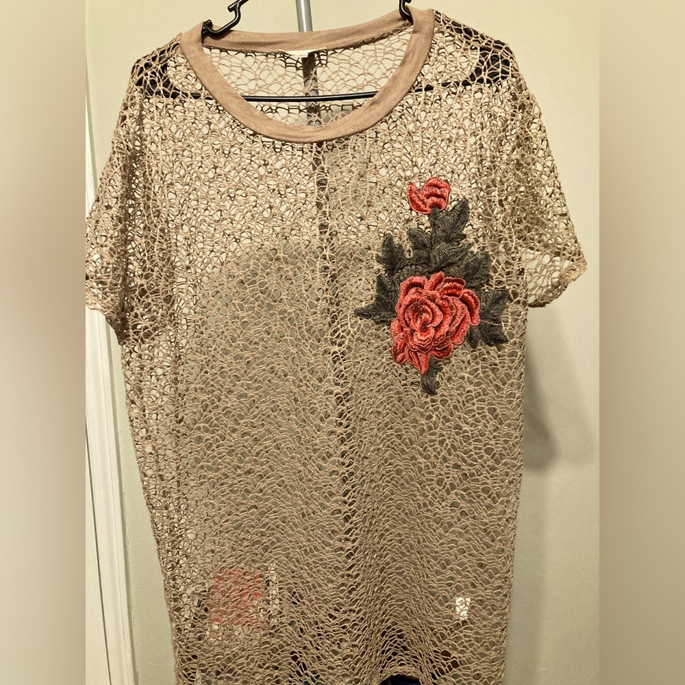 Netted overlay shirt.